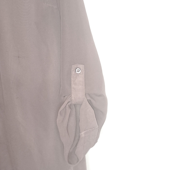 Studio Y Sheer Button Down Shirt Embellished Collar Gray Lavendar Size L #72 - Picture 6 of 11